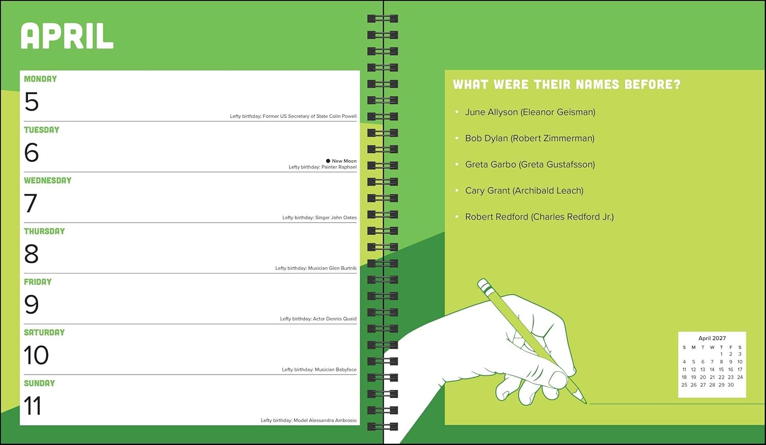 Left-Hander's 2027 Weekly Planner Calendar: Left-Handed Legends, Lore & More