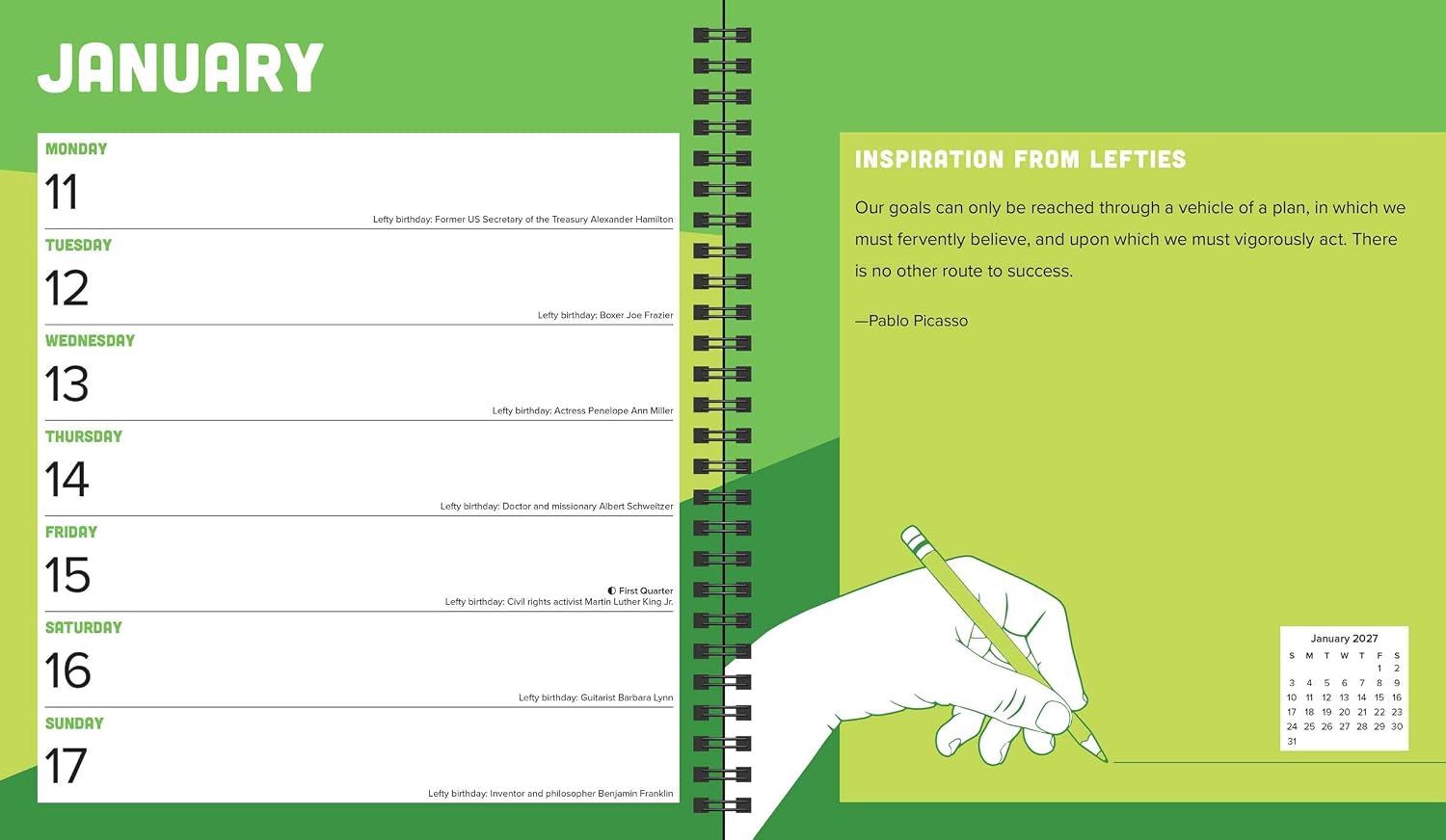 Left-Hander's 2027 Weekly Planner Calendar: Left-Handed Legends, Lore & More