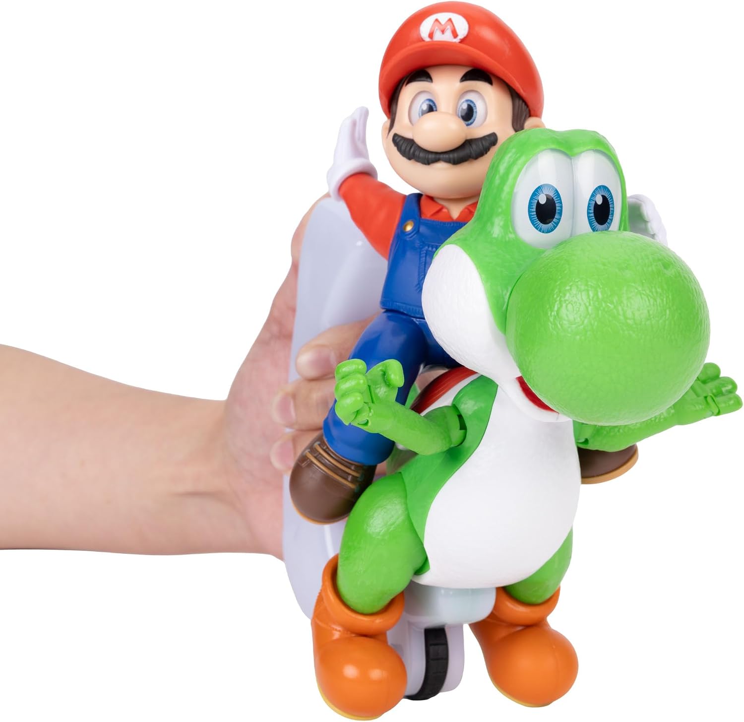 The Super Mario Galaxy Movie Mario Riding Yoshi 8" | Mario Riding Yoshi 8" Figurine, Roll Yoshi to Watch Him Run, Features Flying Pose, Ages 3+