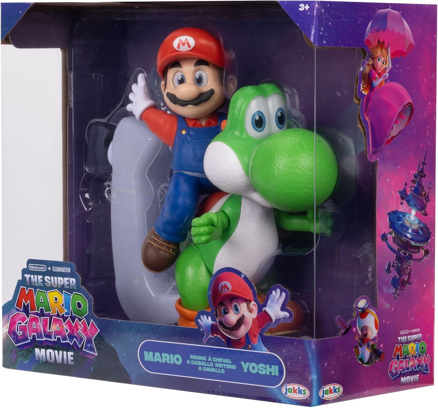 The Super Mario Galaxy Movie Mario Riding Yoshi 8" | Mario Riding Yoshi 8" Figurine, Roll Yoshi to Watch Him Run, Features Flying Pose, Ages 3+
