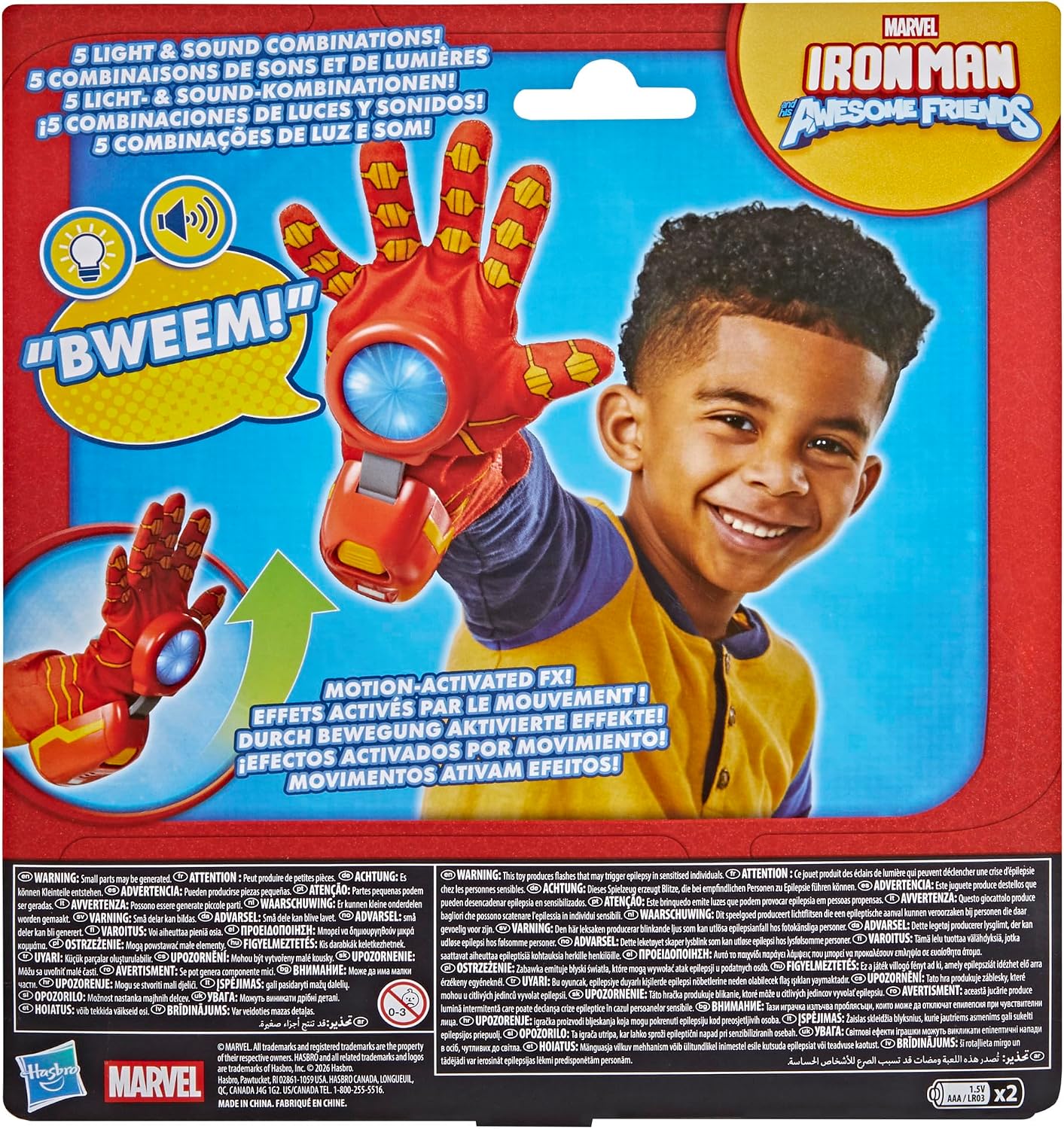 Marvel Iron Man and his Awesome Friends Repulsor Glove, Electronic Role Play Toy with Lights and Sounds, Super Hero Toys for Kids, Ages 3+