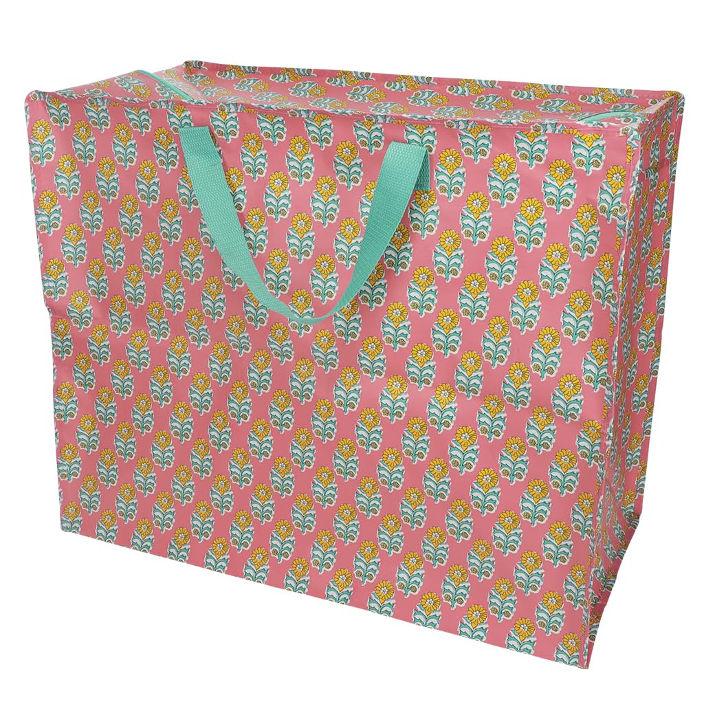 Rex London Riesentasche Daksha, Rosa mit Floralem Muster, 78 Liter, Recyceltes Material, 58 x 48 x 28 cm, Reißverschluss