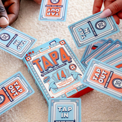 USAopoly Tap 4 Card Game - High-Energy Family Action, 2-6 Players, Ages 10+ | Fast-paced 20-minute card game. Boost reflexes and enjoy competitive family fun. Portable for travel and quick sessions.