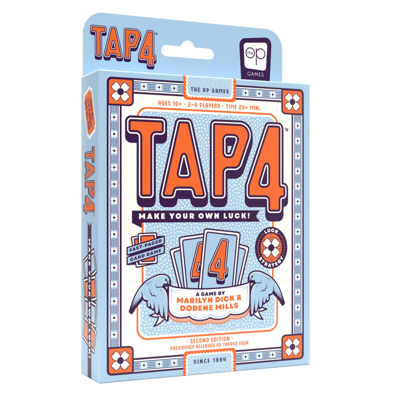 USAopoly Tap 4 Card Game - High-Energy Family Action, 2-6 Players, Ages 10+ | Fast-paced 20-minute card game. Boost reflexes and enjoy competitive family fun. Portable for travel and quick sessions.