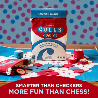 USAopoly | Culls | Abstract Strategy Board Game, Chip Placement, Area Control, Portable Components, Wooden Chips And Canvas Bag | 2-4 Players | 10+ Min