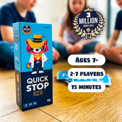 ATM Gaming Quickstop Kids | Card Game for Children, Perfect for Families | Quick and Fun | 2-7 Players | Kids Party Game | Ages 7+ | 15 Minutes Playing Time | Ideal Travel Game