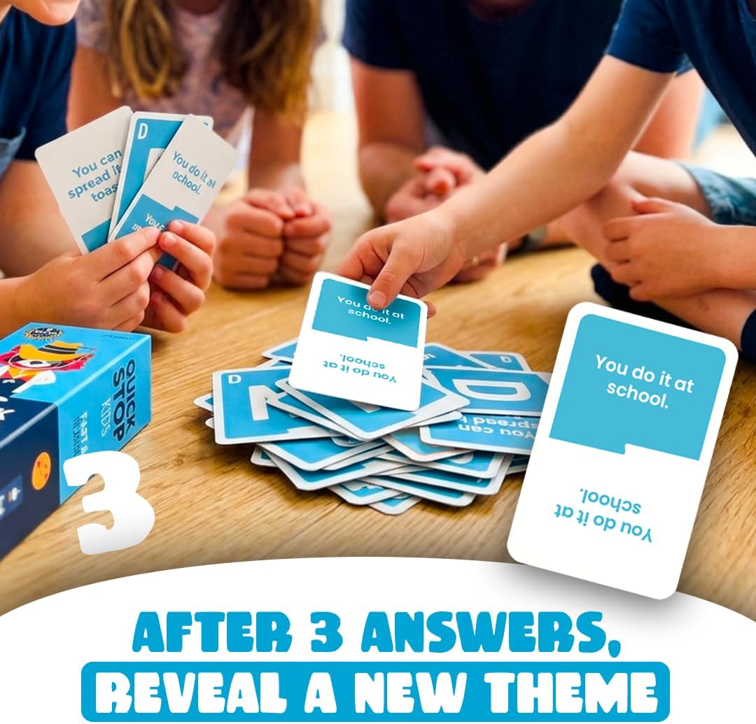 ATM Gaming Quickstop Kids | Card Game for Children, Perfect for Families | Quick and Fun | 2-7 Players | Kids Party Game | Ages 7+ | 15 Minutes Playing Time | Ideal Travel Game