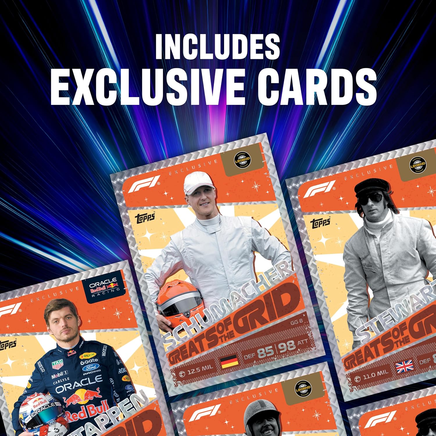 Topps Formula 1 2026 Turbo Attax - Super Tin - Greats of the Grid | Bevat 72 Turbo Attax-kaarten, waaronder 8 exclusieve Greats of the Grid-kaarten.