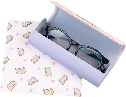 Grupo Erik Porta Occhiali Pusheen - Custodia Occhiali Rigida da Sole e da Vista con Chiusura a Scatto, in Poliestere e PU con Panno in Microfibra Incluso | Kawaii Gadget (6 x 15,5 x 3,7 cm