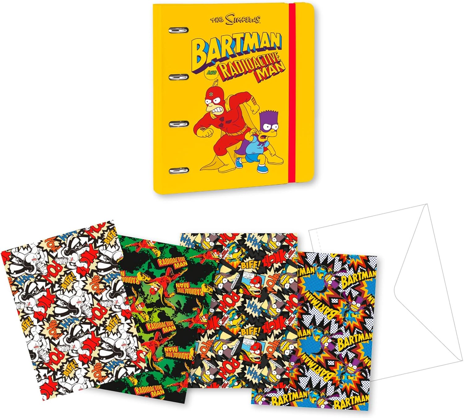 Grupo Erik Raccoglitore ad Anelli A4 The Simpsons - Raccoglitore a 4 Anelli con Elastico, Divisori e Copertina Rigida in Polipropilene per la Scuola | Cancelleria