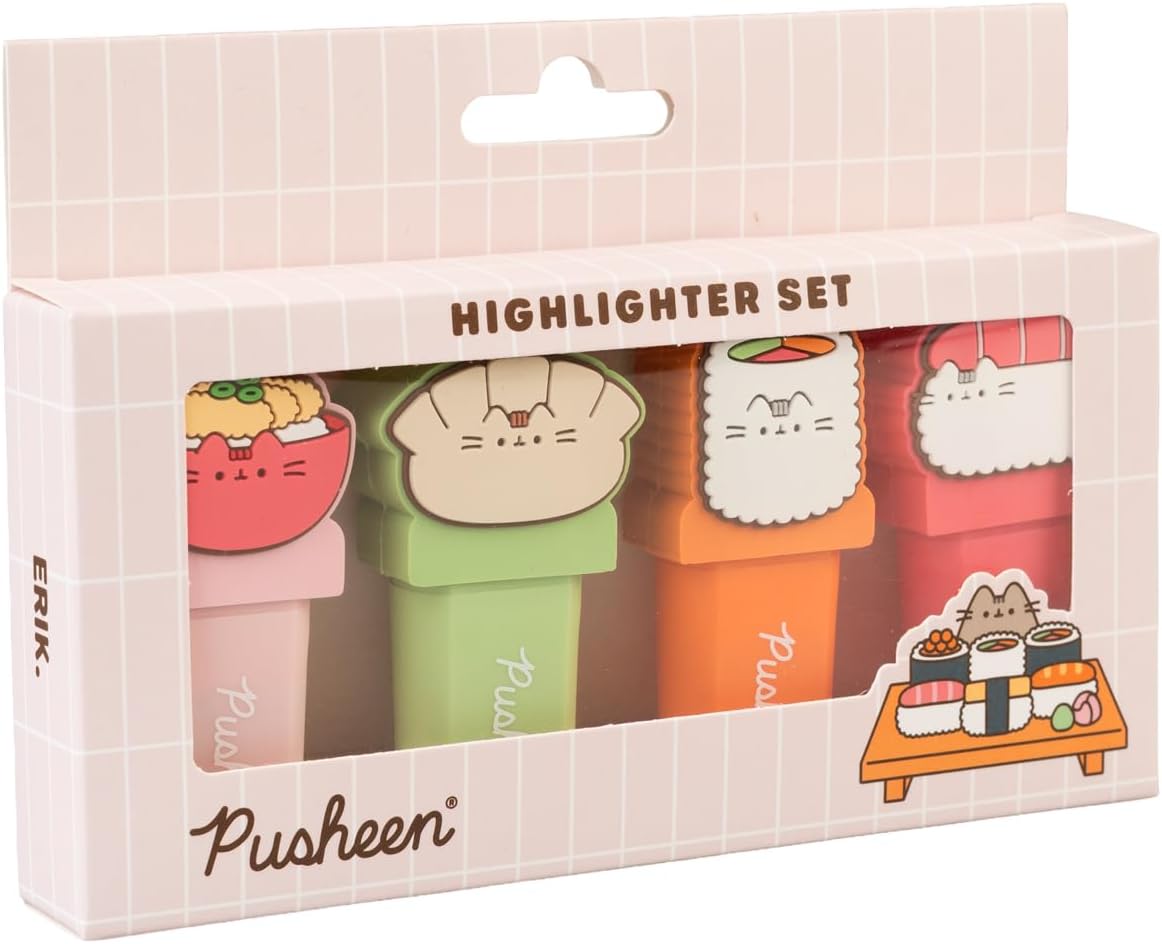 Grupo Erik Set Evidenziatori Pastello Pusheen - 4 Mini Evidenziatori Stitch Colore Assortiti con Topper 3D | Set Cancelleria Kawaii Scuola