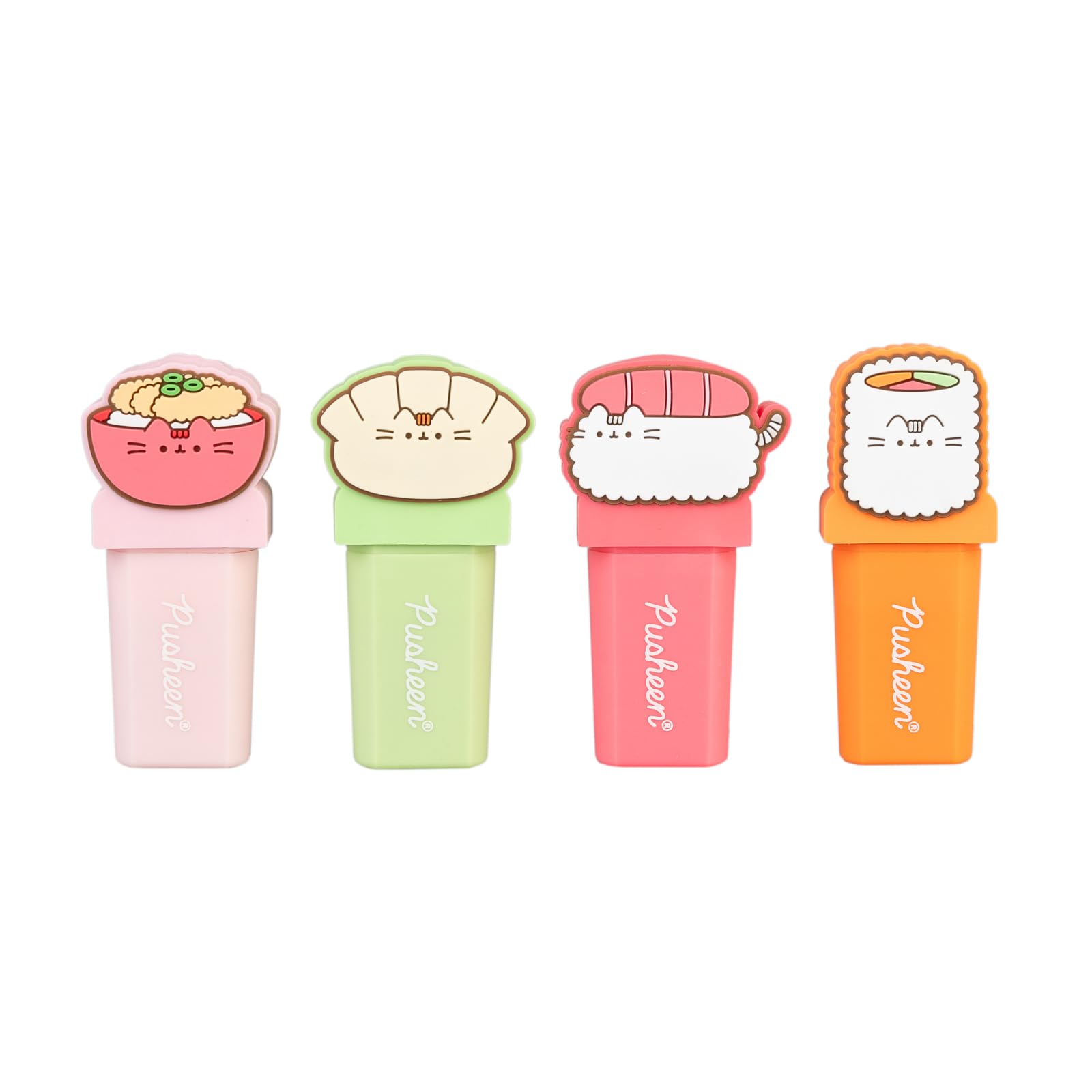 Grupo Erik Set Evidenziatori Pastello Pusheen - 4 Mini Evidenziatori Stitch Colore Assortiti con Topper 3D | Set Cancelleria Kawaii Scuola