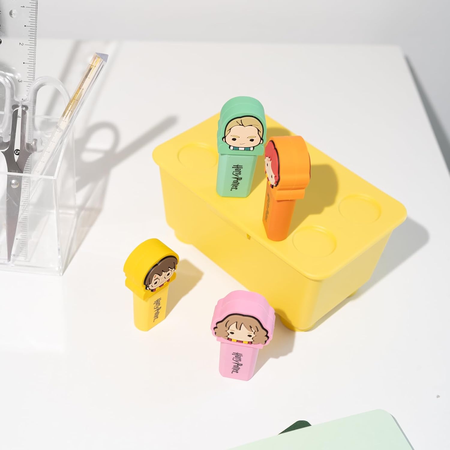 Grupo Erik Set Evidenziatori Harry Potter Gadget - 4 Mini Evidenziatori Colori Assortiti con Topper 3D | Set Cancelleria Scuola