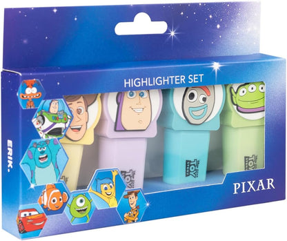 Grupo Erik Set Evidenziatori Pastello Toy Story - 4 Mini Evidenziatori Colori Assortiti con Topper 3D | Set Cancelleria Scuola Disney
