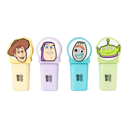 Grupo Erik Set Evidenziatori Pastello Toy Story - 4 Mini Evidenziatori Colori Assortiti con Topper 3D | Set Cancelleria Scuola Disney