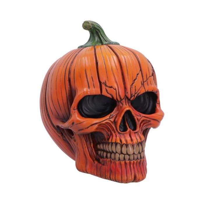 Nemesis Now Spirit of Halloween Pumpkin Skull Ornament - Hand Painted Gothic Horror Polyresin Collectible, Hall of Horrors, 17.5cm