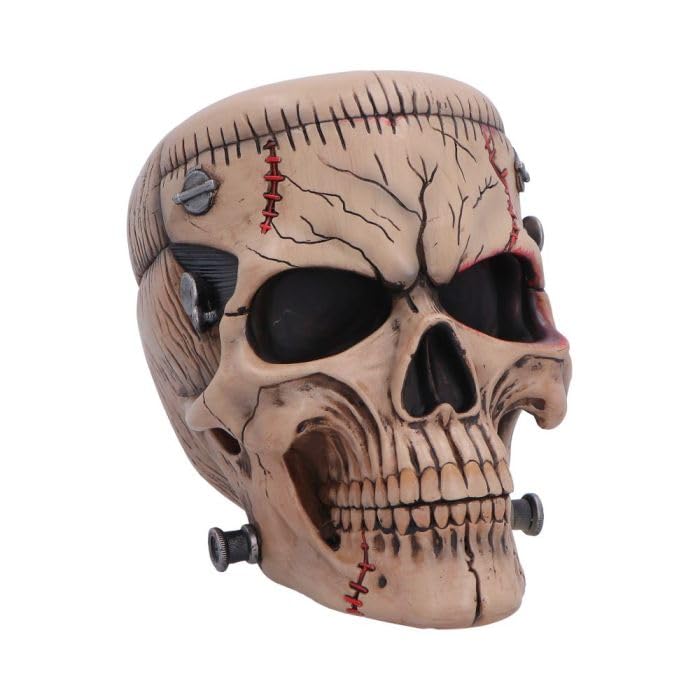 Nemesis Now Monster of Madness Frankenstein Skull Ornament - Hand Painted Gothic Horror Polyresin Collectible, Hall of Horrors, 15.1cm