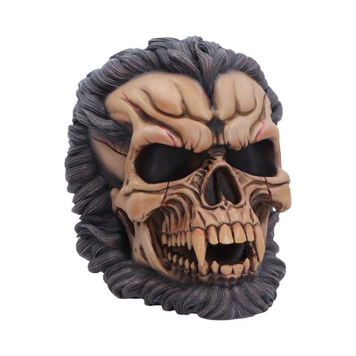 Nemesis Now Beast of the Moon Werewolf Skull Ornament - Hand Painted Gothic Horror Polyresin Collectible, Hall of Horrors, 16cm