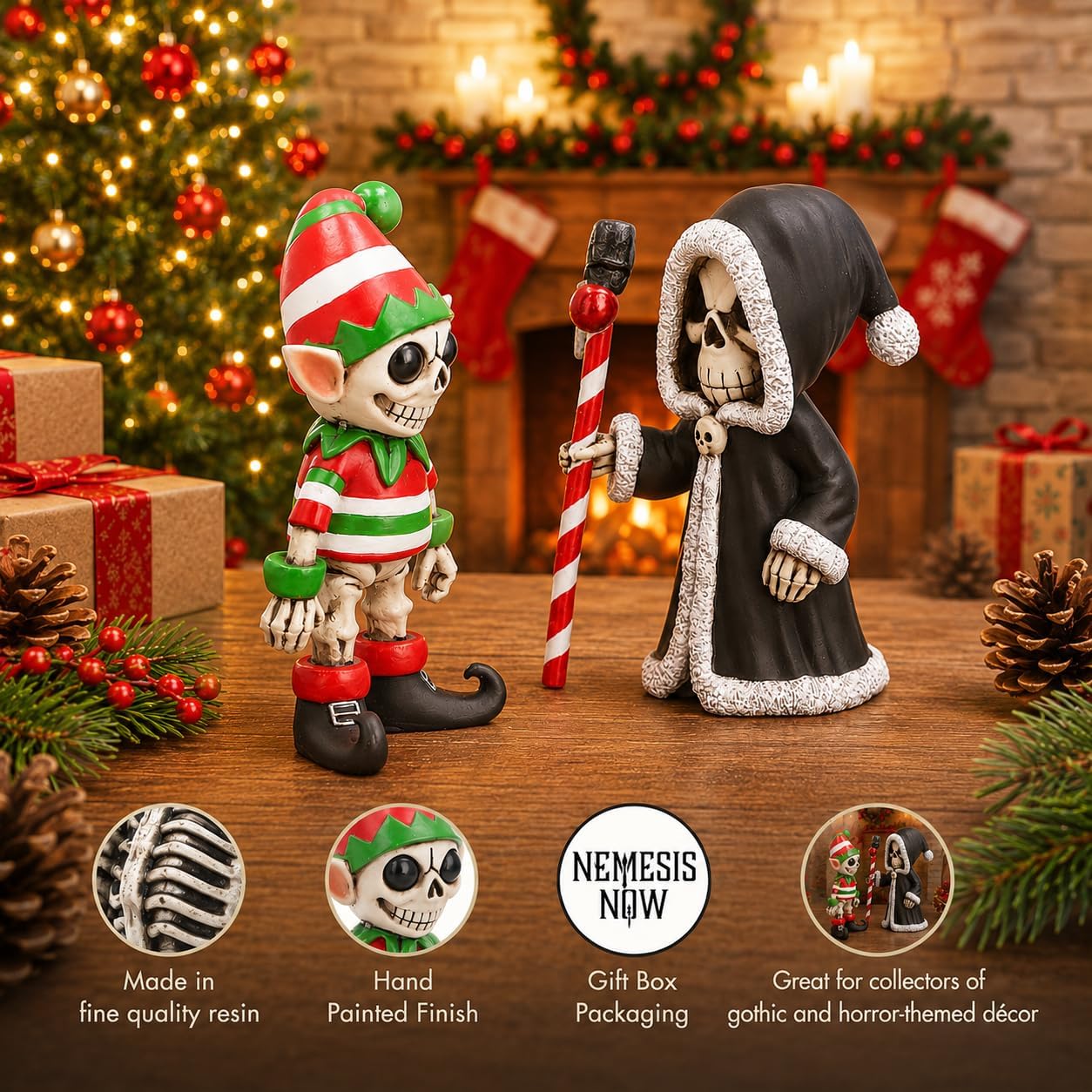 Silent Nightmares Gothic Christmas Figurine Collection – Alternative Festive Collectibles (Jingles