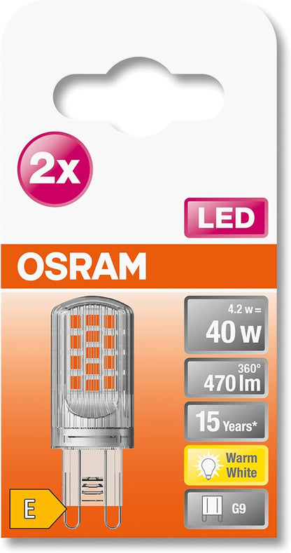 Osram 4058075449893 Led-Lamp Energielabel E (A - G) G9 Ballon 4.2 W = 40 W Warmwit (+ X L) 20 Mm X 52 Mm 2 Stuk(S)