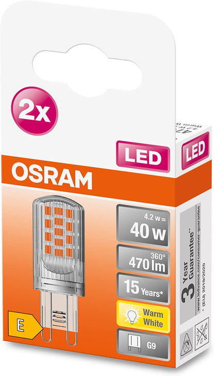 Osram 4058075449893 Led-Lamp Energielabel E (A - G) G9 Ballon 4.2 W = 40 W Warmwit (+ X L) 20 Mm X 52 Mm 2 Stuk(S)
