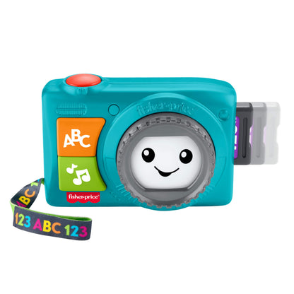 Fisher-Price Lernspaß Aufleuchtende Kamera für Babys und Kleinkinder, Musik- und Lernspaß für Rollenspiele für Kinder ab 6 Monaten, mehrsprachige Version, JNV95