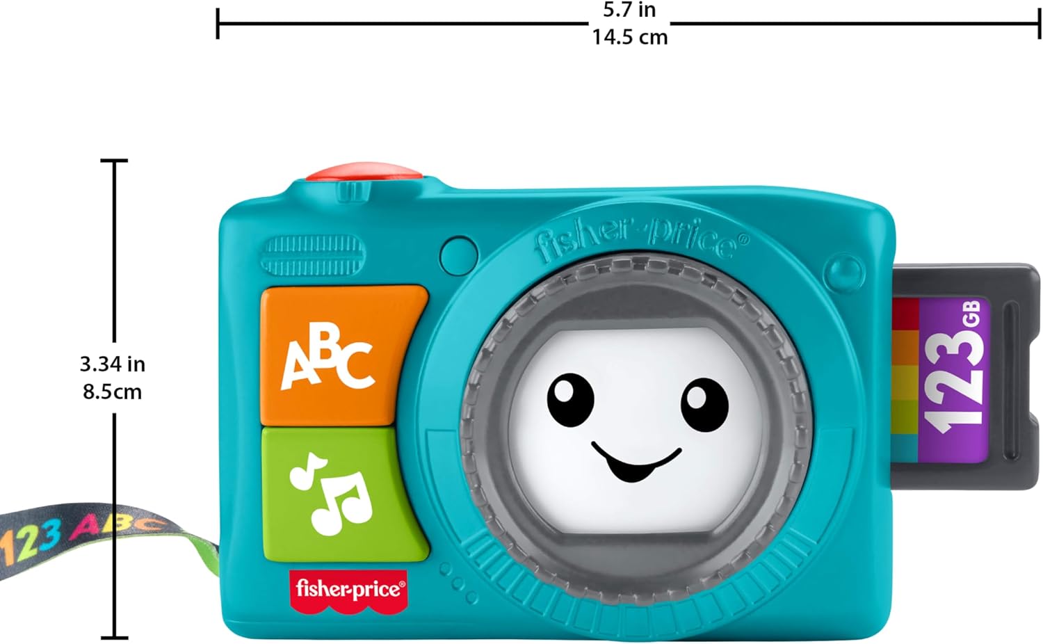 Fisher-Price Lernspaß Aufleuchtende Kamera für Babys und Kleinkinder, Musik- und Lernspaß für Rollenspiele für Kinder ab 6 Monaten, mehrsprachige Version, JNV95