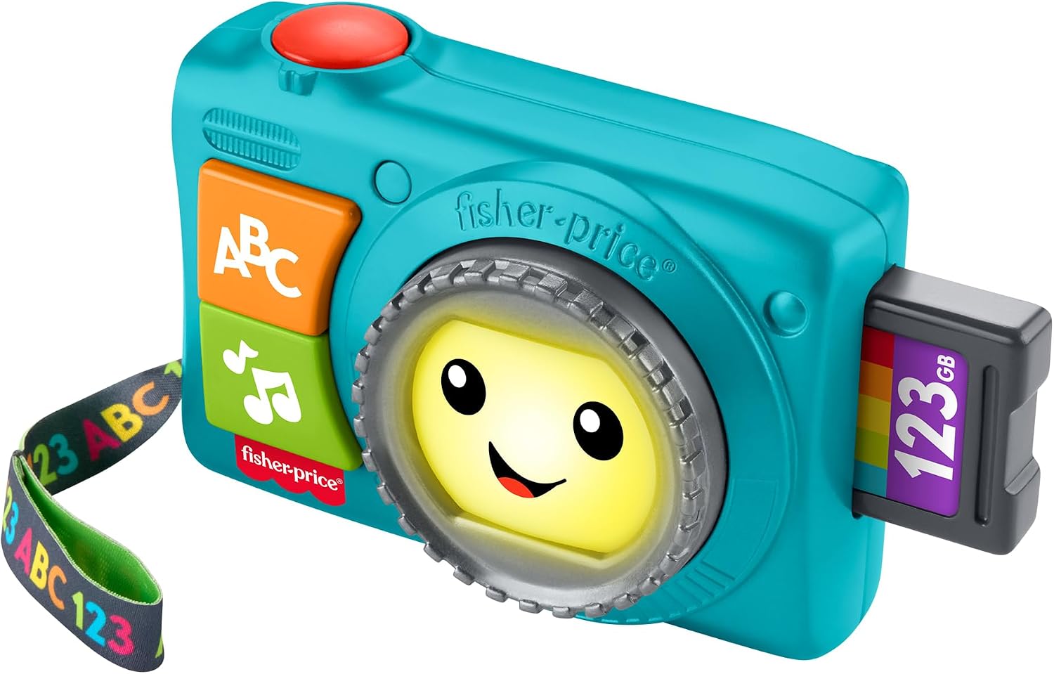 Fisher-Price Lernspaß Aufleuchtende Kamera für Babys und Kleinkinder, Musik- und Lernspaß für Rollenspiele für Kinder ab 6 Monaten, mehrsprachige Version, JNV95