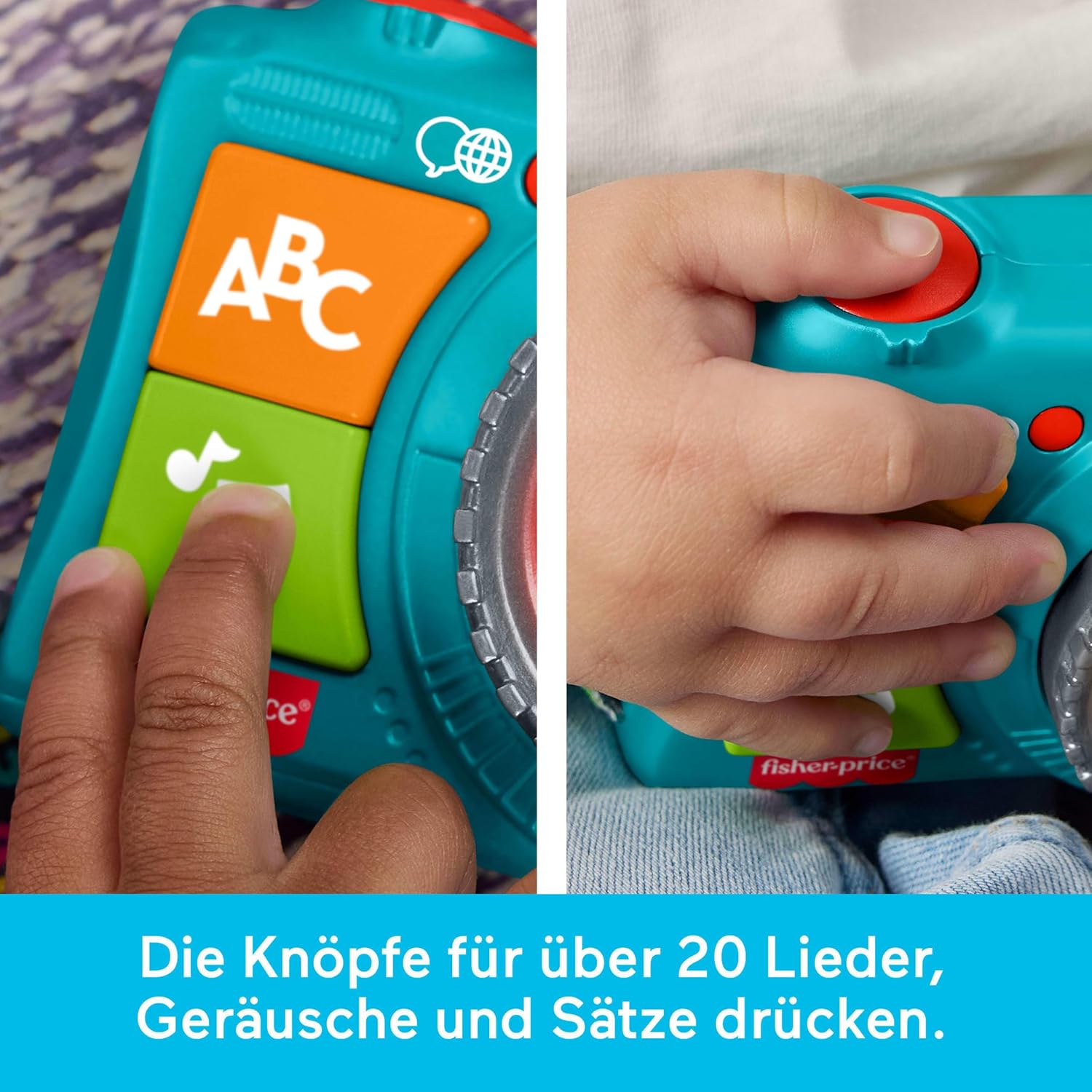 Fisher-Price Lernspaß Aufleuchtende Kamera für Babys und Kleinkinder, Musik- und Lernspaß für Rollenspiele für Kinder ab 6 Monaten, mehrsprachige Version, JNV95