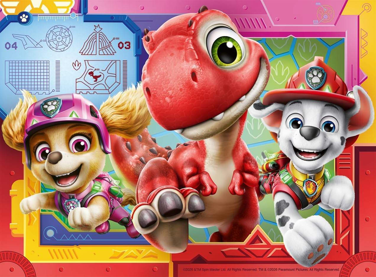 Ravensburger Paw Patrol 4-in-a-Box Jigsaw Puzzle Set – Dino Rescue Movie Theme 12, 16, 20 & 24 Piece Puzzles for Toddlers & Kids Educational Toy for Boys & Girls Ages 3+