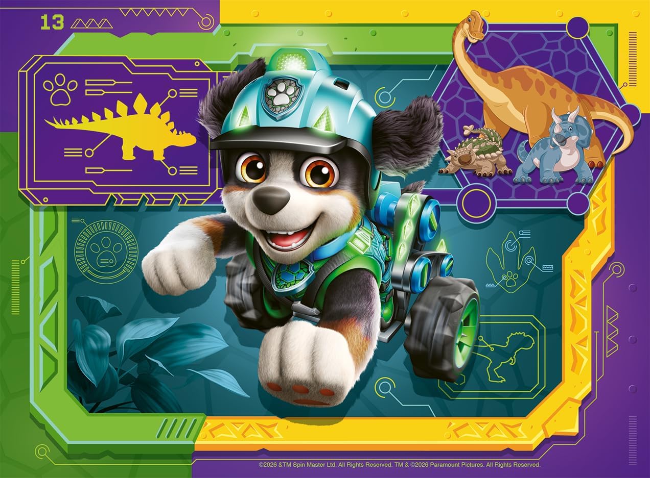 Ravensburger Paw Patrol 4-in-a-Box Jigsaw Puzzle Set – Dino Rescue Movie Theme 12, 16, 20 & 24 Piece Puzzles for Toddlers & Kids Educational Toy for Boys & Girls Ages 3+
