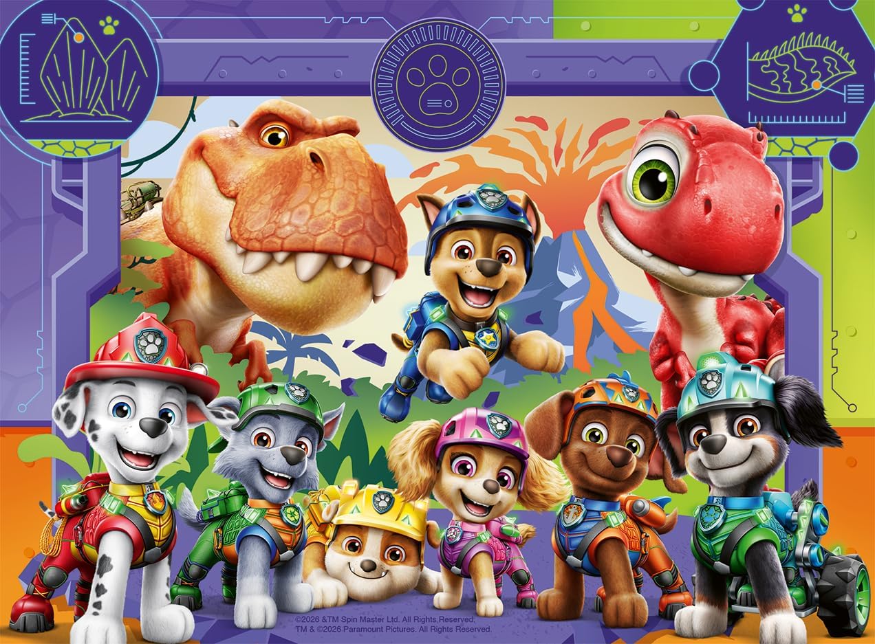 Ravensburger Paw Patrol 4-in-a-Box Jigsaw Puzzle Set – Dino Rescue Movie Theme 12, 16, 20 & 24 Piece Puzzles for Toddlers & Kids Educational Toy for Boys & Girls Ages 3+