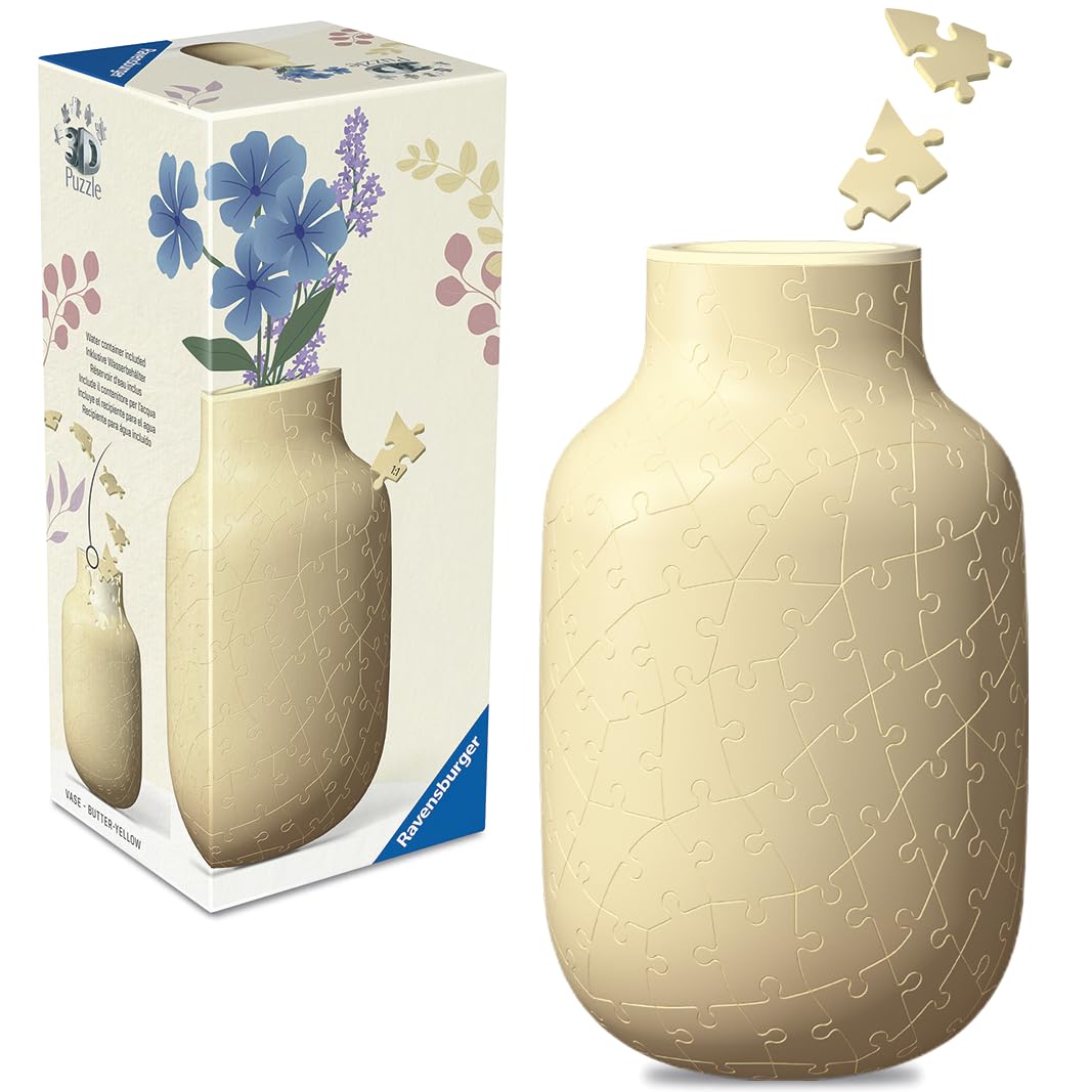 Ravensburger - Puzzle 3D Vase Design: Butter-Yellow, Puzzle 3d Adulti, Modellismo Da Costruire Adulti Di 162 Pezzi, Regalo Adulti, Idee Regalo