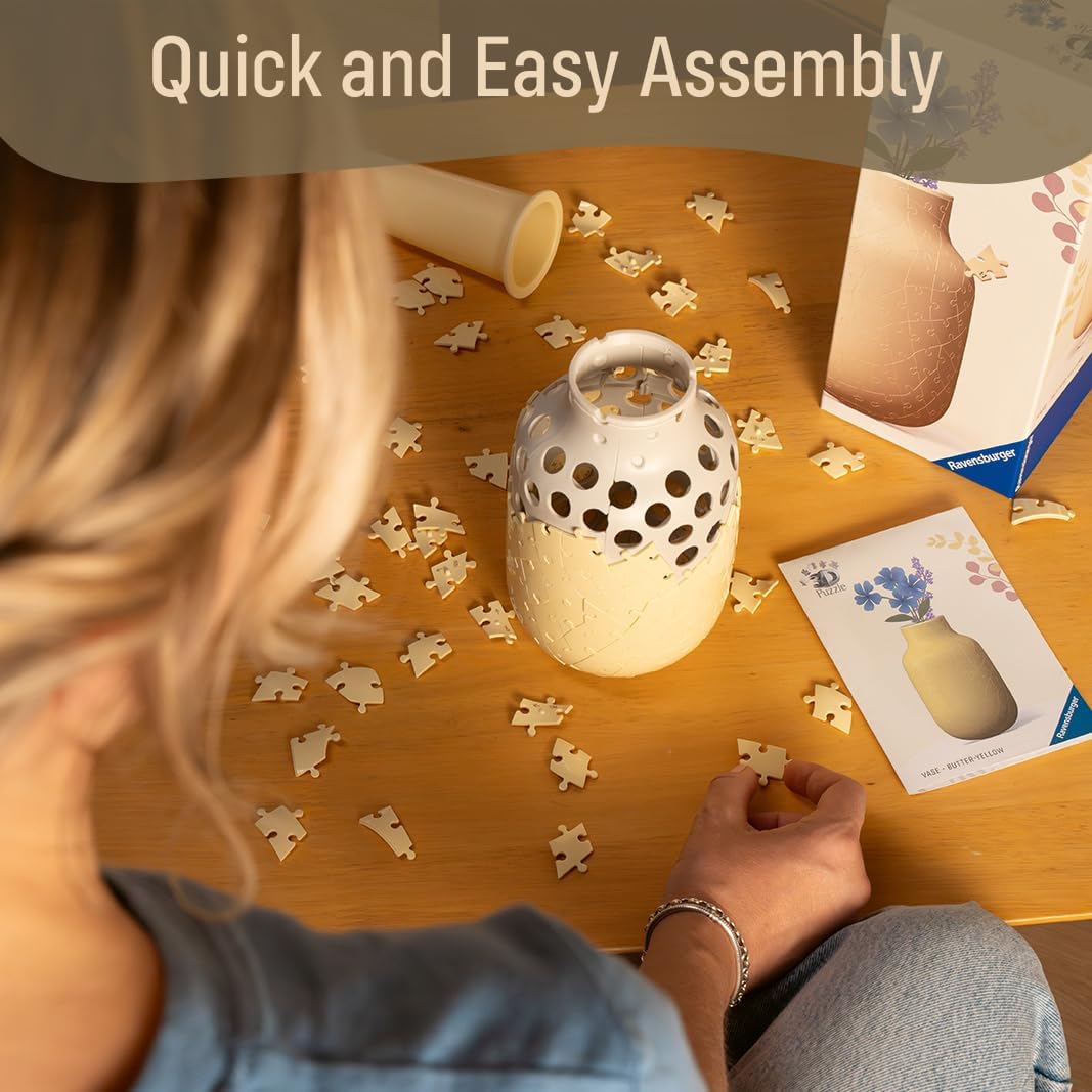 Ravensburger Vase 162-Piece 3D Puzzle Decorative Puzzle for Adults & Kids, Unique Home Décor, Durable Interlocking Pieces