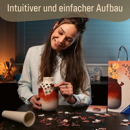 Ravensburger 3D Puzzle Moderne Vase Design 5 mit integriertem Wasserbehälter - für echte oder künstliche Blumen - Home Deco