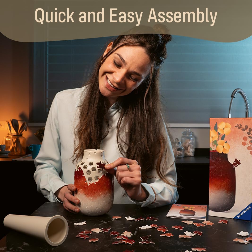 Ravensburger Vase 162-Piece 3D Puzzle Decorative Puzzle for Adults & Kids, Unique Home Décor, Durable Interlocking Pieces