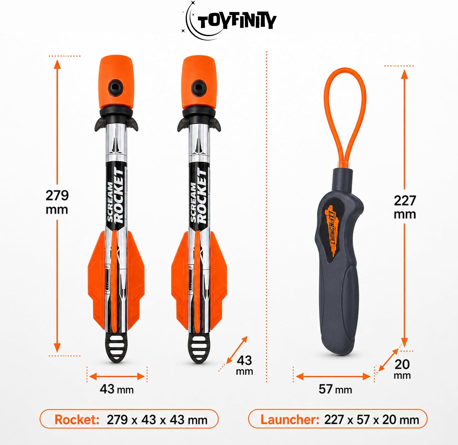 Whistling Rocket Sling Set, 2 Foam Rockets, Outdoor Launcher | Pull back soft EVA flyers for garden games, park challenges, distance contests and active family play.