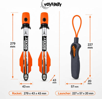 Whistling Rocket Sling Set, 2 Foam Rockets, Outdoor Launcher | Pull back soft EVA flyers for garden games, park challenges, distance contests and active family play.