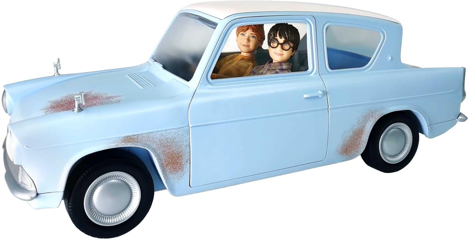 Harry Potter Harry & Ron's Flying Car Adventure, with Ford Anglia Car, Harry Potter & Ron Weasley Dolls, Collectible Toy for 6 Year Olds & Up, HHX03