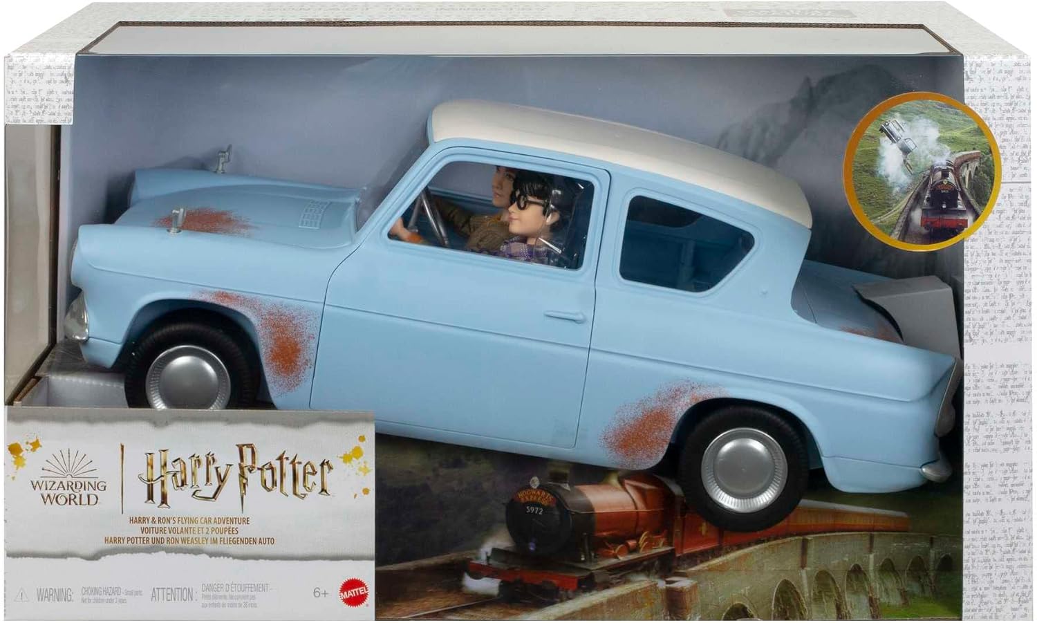 Harry Potter Harry & Ron's Flying Car Adventure, with Ford Anglia Car, Harry Potter & Ron Weasley Dolls, Collectible Toy for 6 Year Olds & Up, HHX03