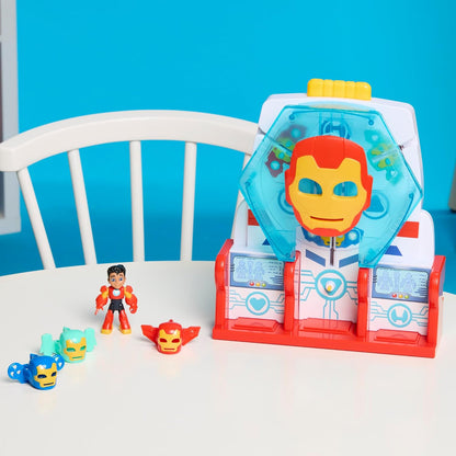 Disney Jr. Series Marvel's Iron Man and his Awesome Friends Hall of Armour Playset, 7.6 cm Action Figure with Accessories, Super Hero Toys, Ages 3+