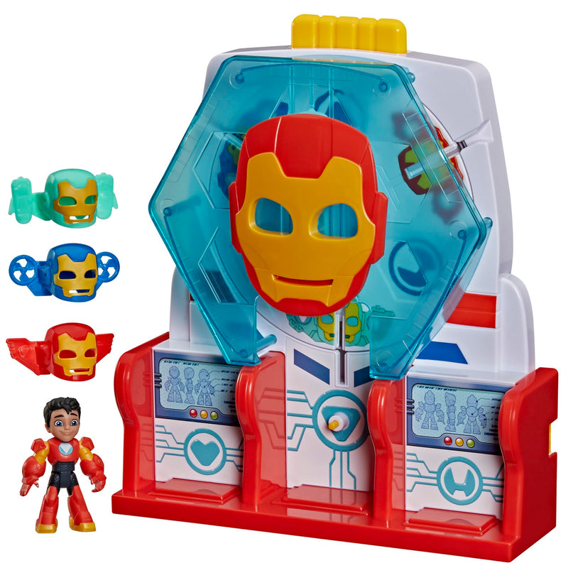 Disney Jr. Series Marvel's Iron Man and his Awesome Friends Hall of Armour Playset, 7.6 cm Action Figure with Accessories, Super Hero Toys, Ages 3+