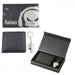 The Punisher Unisex Gift Set – Black PU Wallet with Skull Engraving and Metal Keyring, Official Marvel License, One Size, Daily Use