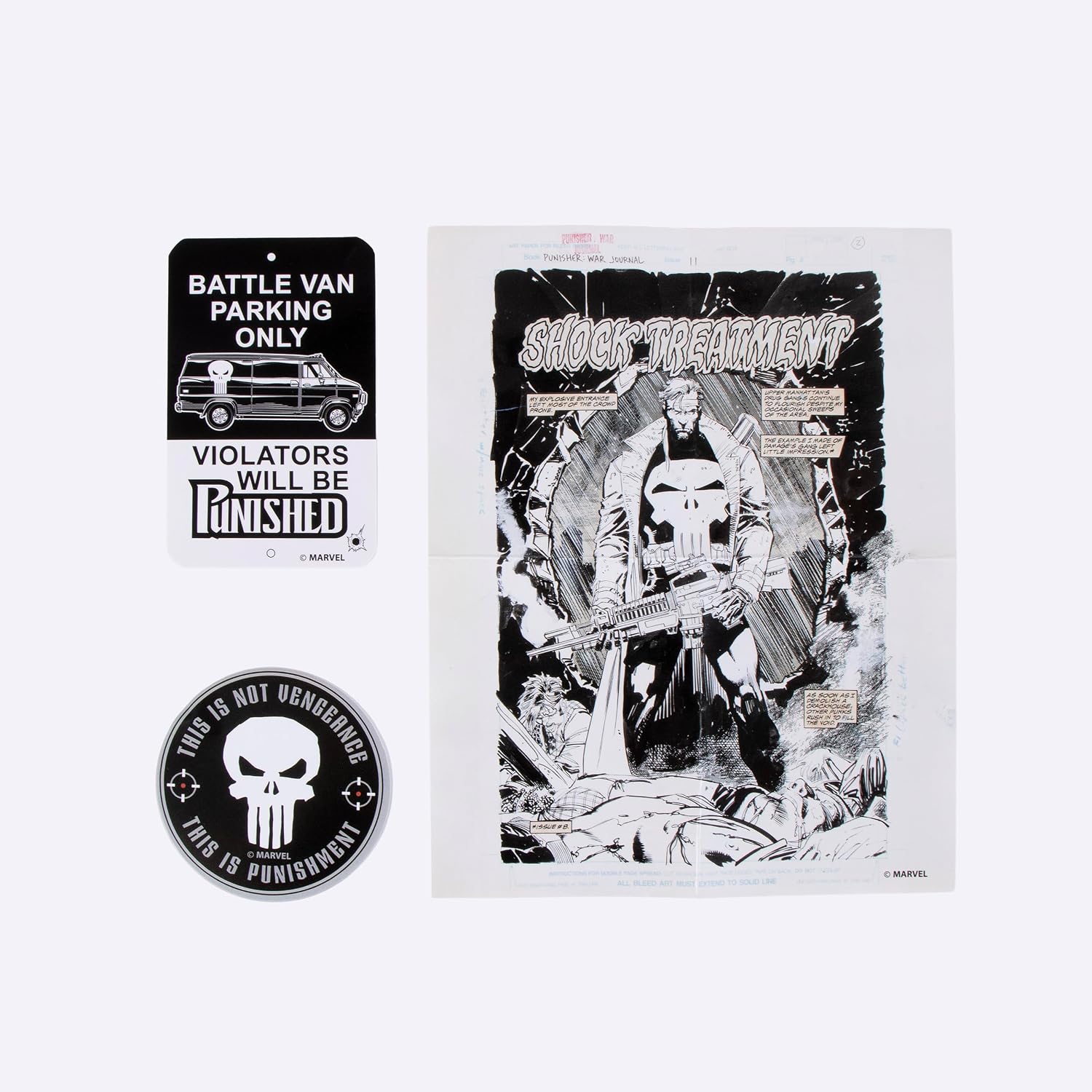 The Punisher Unisex Gift Set – Black PU Wallet with Skull Engraving and Metal Keyring, Official Marvel License, One Size, Daily Use