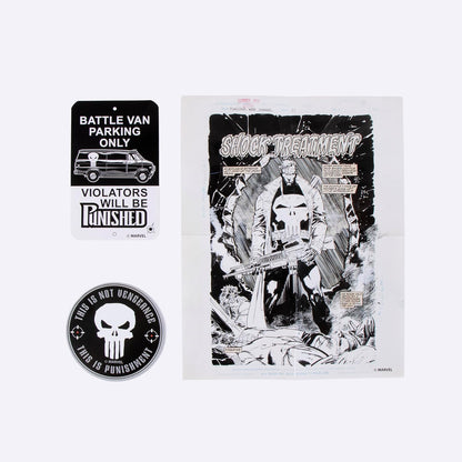 The Punisher Unisex Gift Set – Black PU Wallet with Skull Engraving and Metal Keyring, Official Marvel License, One Size, Daily Use