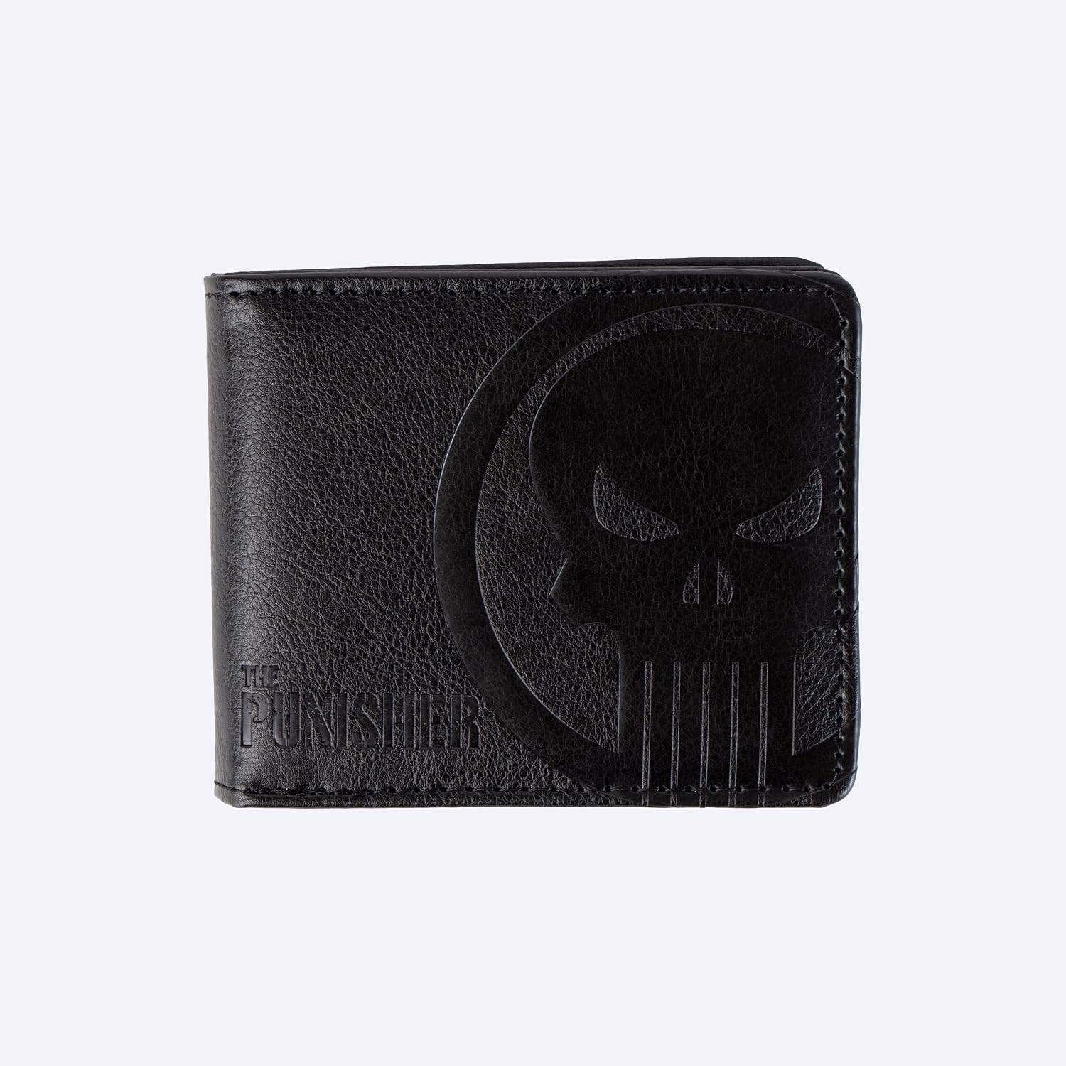 The Punisher Unisex Gift Set – Black PU Wallet with Skull Engraving and Metal Keyring, Official Marvel License, One Size, Daily Use