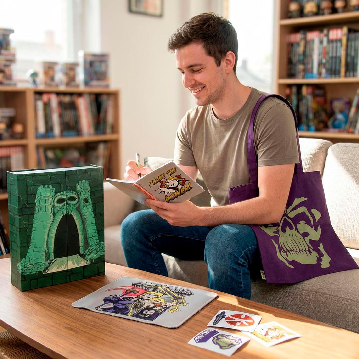CERDÁ LIFE'S LITTLE MOMENTS He-Man stationery set including tote bag, laptop case, notebook, pen, sticker sheet and memo pad