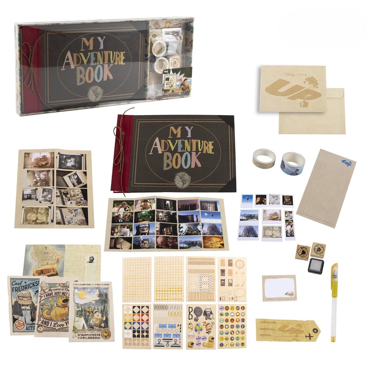 Pixar Unisex Scrapbook Up Stationery Set – "My Adventure Book" Album with Drawstring Closure, Stickers and Accessories for Crafts, Creative Set for Gift and Scrapbooking, One Size