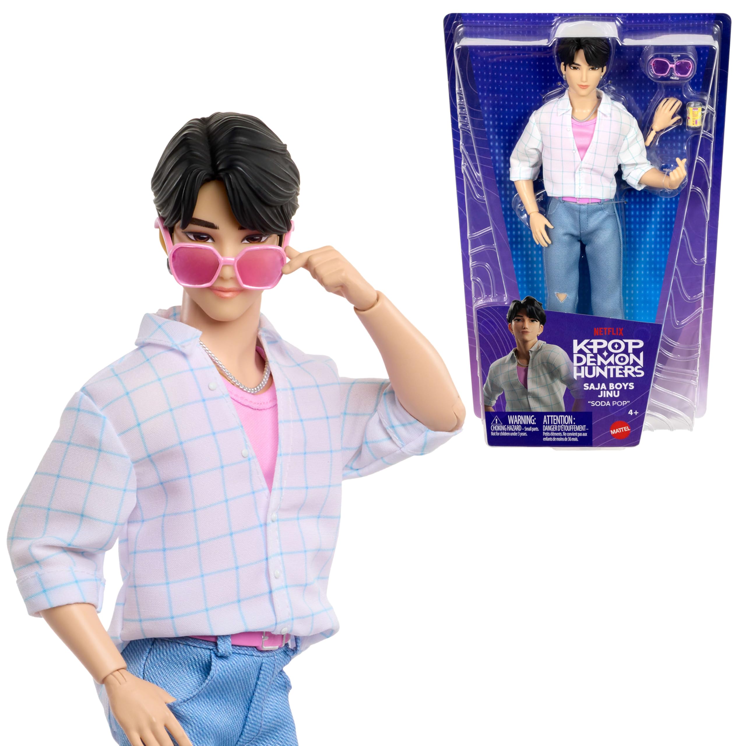 Mattel Kpop Demon Hunters Saja Boys Jinu Fashion Doll | Wearing “Soda Pop” Performance Look, 2 Accessories, Inspired by the Movie