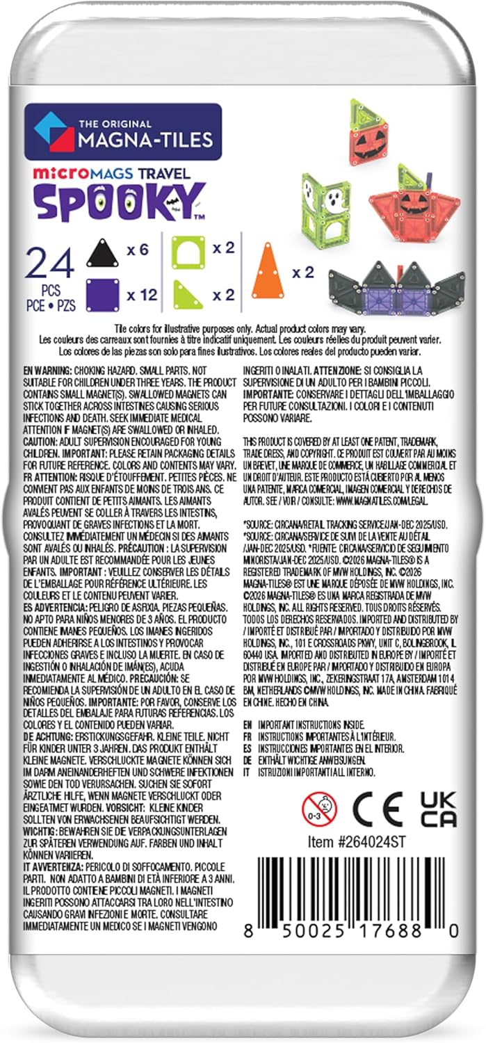 Magna-Tiles microMAGS 24-delige griezelreisset - het originele magneetbouwmerk